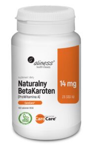 Naturalny BetaKaroten 14 mg Aliness – ProWitamina A CaroCare®, 100 tabletek VEGE