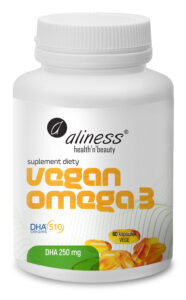 Vegan Omega 3 DHA 250 mg Aliness – wegański olej z mikroalg Schizochytrium sp. DHA Origins®