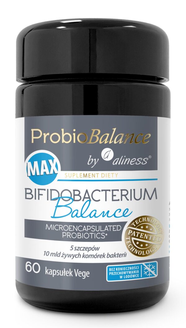 ProbioBalance by Aliness Bifidobacterium Balance MAX – 10 mld bakterii w kapsułce, 5 szczepów Bifidobacterium