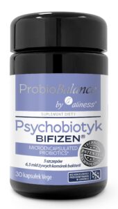 Psychobiotyk BIFIZEN® MAX – suplement diety Aliness, probiotyk wspierający równowagę jelitowo-psychiczną.