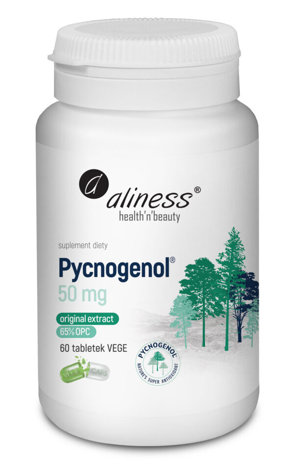 Pycnogenol extract 65% 50 mg Aliness – ekstrakt z kory sosny francuskiej, 60 tabletek VEGE