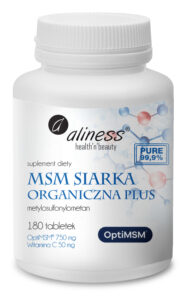 MSM Siarka Organiczna PLUS Aliness – OptiMSM 750 mg i Witamina C 50 mg