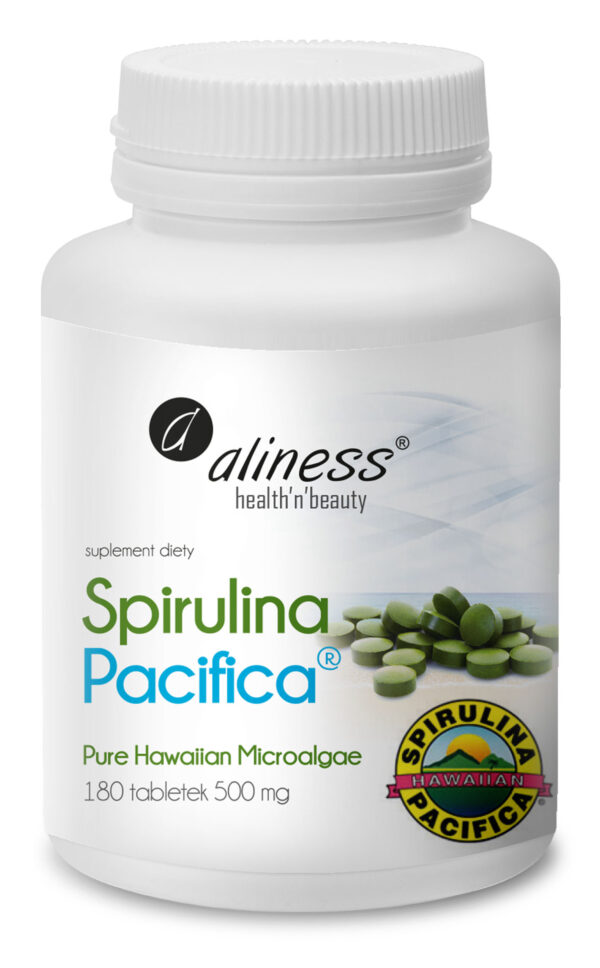 Spirulina Hawajska Pacifica® w proszku marki Aliness to suplement diety zawierający mikroalgi Spirulina Pacifica® pochodzące z czystych wód basenu Pacyfiku na Hawajach. Produkt suszony opatentowaną technologią Ocean Chill Drying™, odpowiedni dla wegan, bez glutenu, laktozy, soi i GMO.