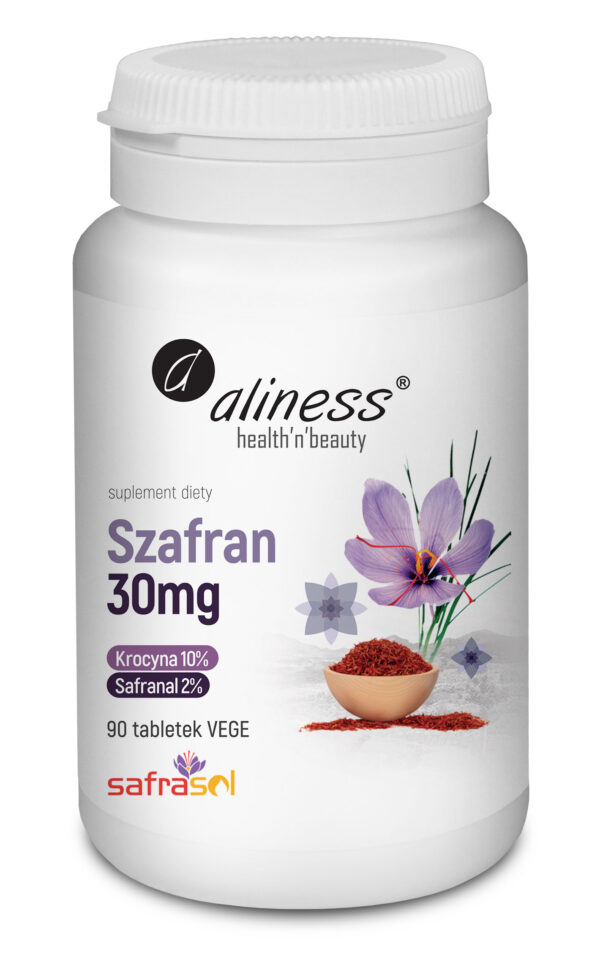 Szafran SafraSOL 2%/10% 30 mg – suplement diety Aliness w tabletkach VEGE