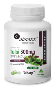 Tulsi Święta Bazylia extract 5% 300 mg Aliness – suplement diety, 90 kapsułek VEGE