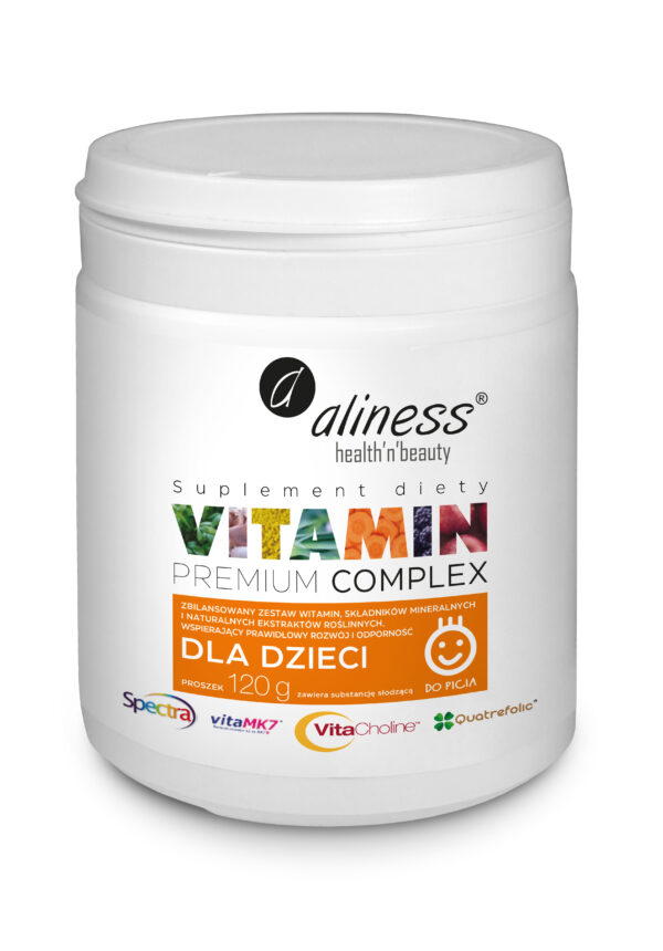 Premium Vitamin Complex dla dzieci proszek 120 g – suplement diety do picia Aliness
