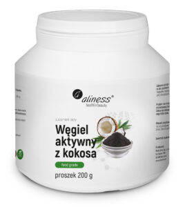 Węgiel aktywny z kokosa Aliness Food Grade 200 g – proszek z łupin kokosa