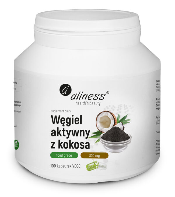 Węgiel aktywny z kokosa Aliness Food Grade 200 g – proszek z łupin kokosa