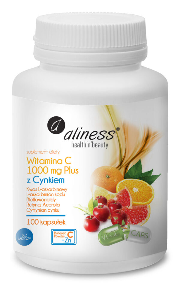 Witamina C 1000 mg z cynkiem Aliness – bioflawonoidy, rutyna, acerola, kapsułki VEGE