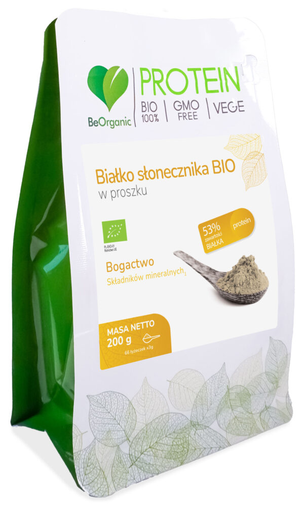 Białko słonecznika BIO w proszku 200 g – roślinne białko BeOrganic