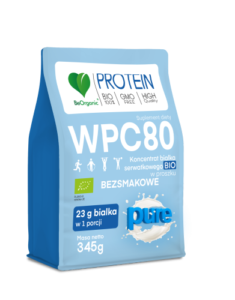 Białko serwatkowe WPC 80 Pure BIO 345 g – ekologiczny koncentrat białka BeOrganic