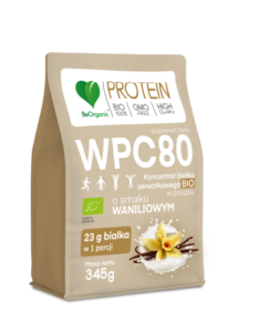 Białko serwatkowe WPC 80 Wanilia BIO 345 g – ekologiczny koncentrat białka BeOrganic