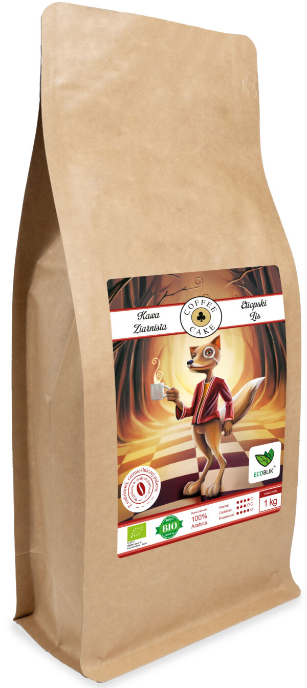 Kawa ziarnista ekologiczna Etiopski Lis 1 kg – Arabica BIO Yirgacheffe