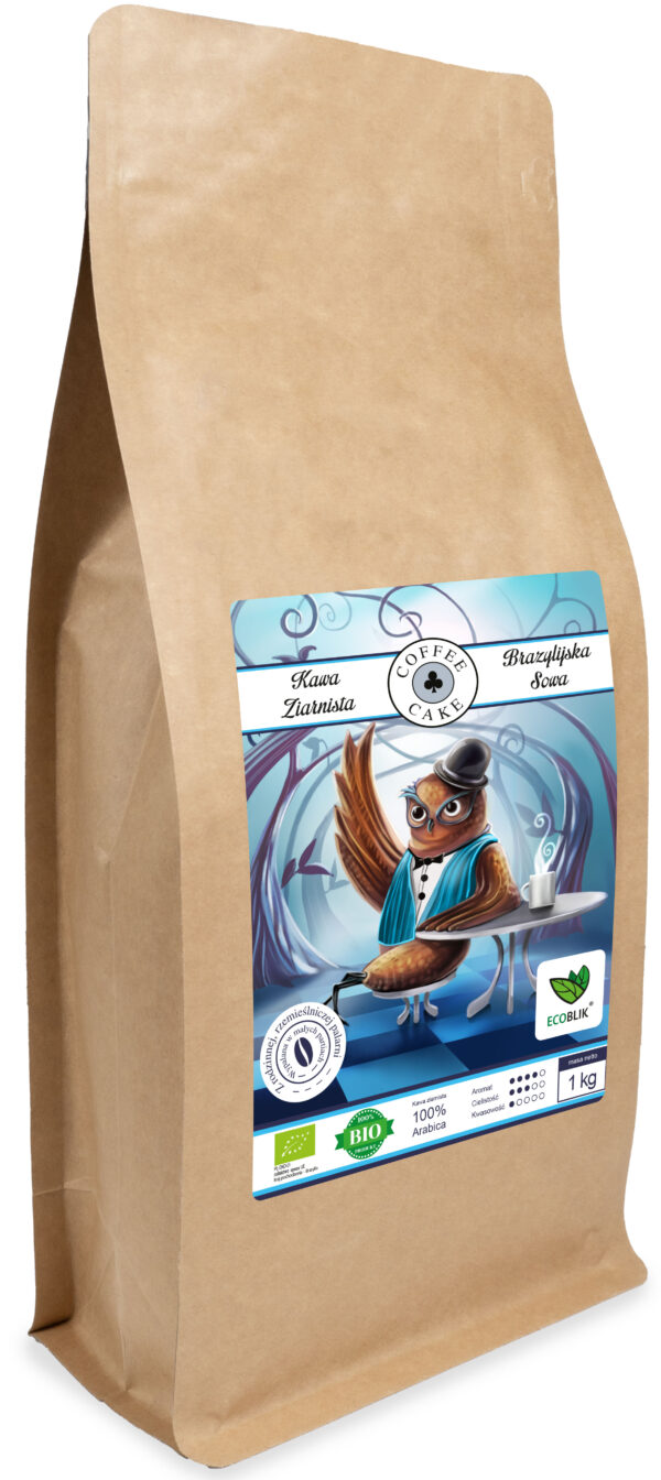 Kawa Brazylijska Sowa BIO 1 kg – ekologiczna kawa ziarnista Arabica z Brazylii