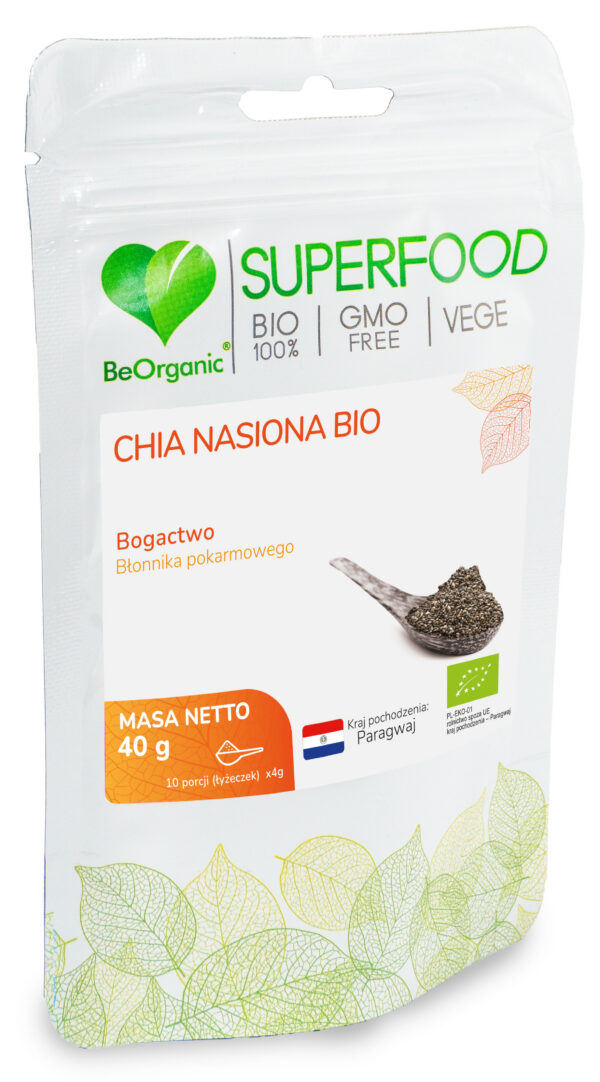 Chia nasiona BIO 40 g – ekologiczne nasiona szałwii hiszpańskiej