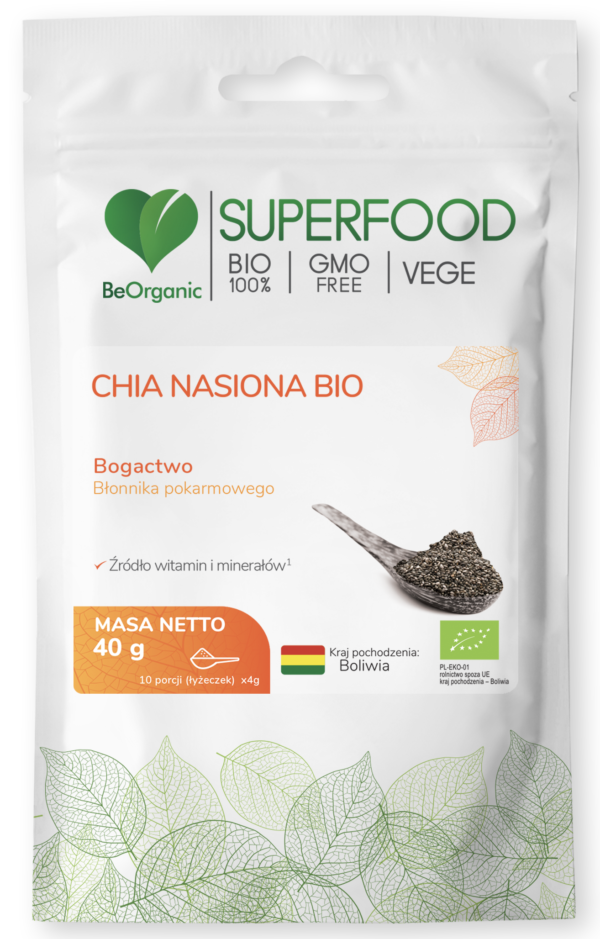 Chia nasiona BIO 40 g – ekologiczne nasiona szałwii hiszpańskiej