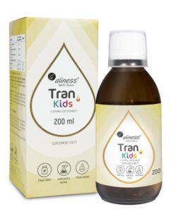 Aliness,Tran (olej z dorsza) KIDS + Wit. A 400 µg, 200 ml o smaku cytrynowym
