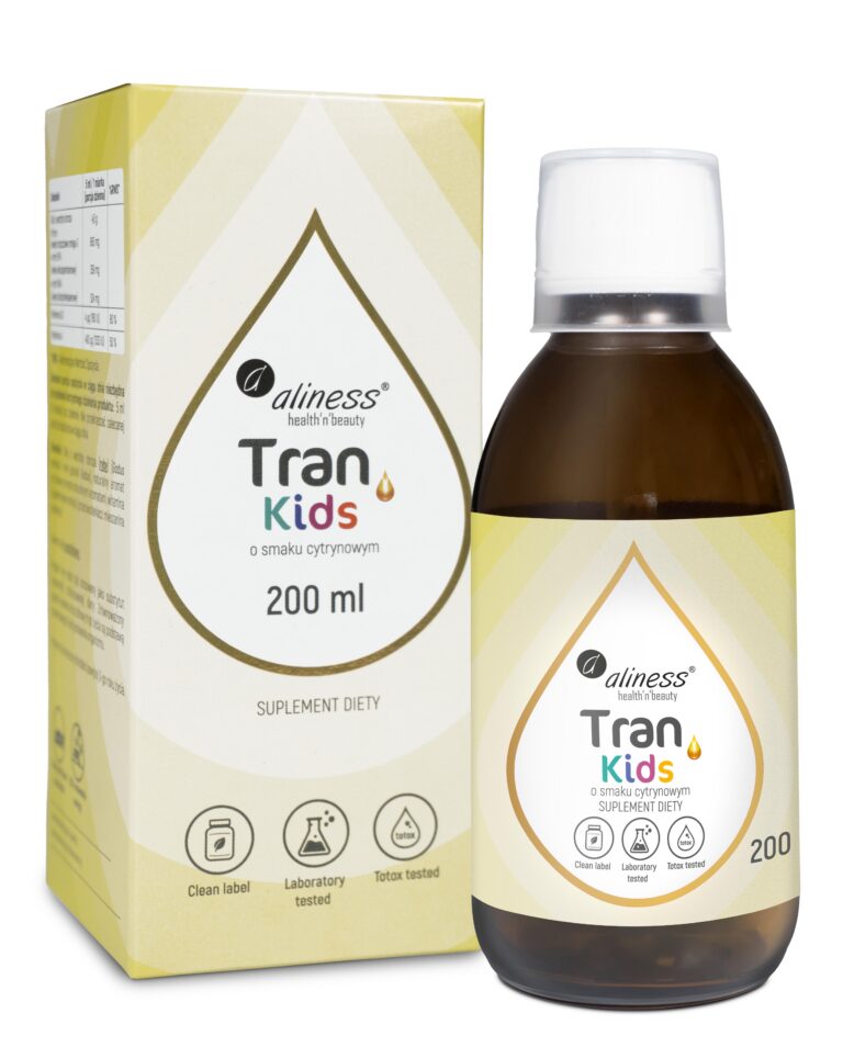 Aliness, Tran (olej z dorsza) KIDS  + Wit. A 400 µg, 200 ml o smaku cytrynowym